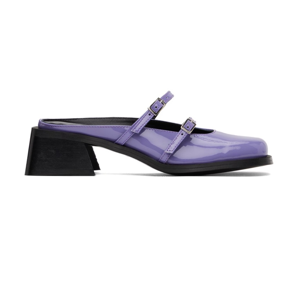 Justine Clenquet Purple Andie Mule Heels
